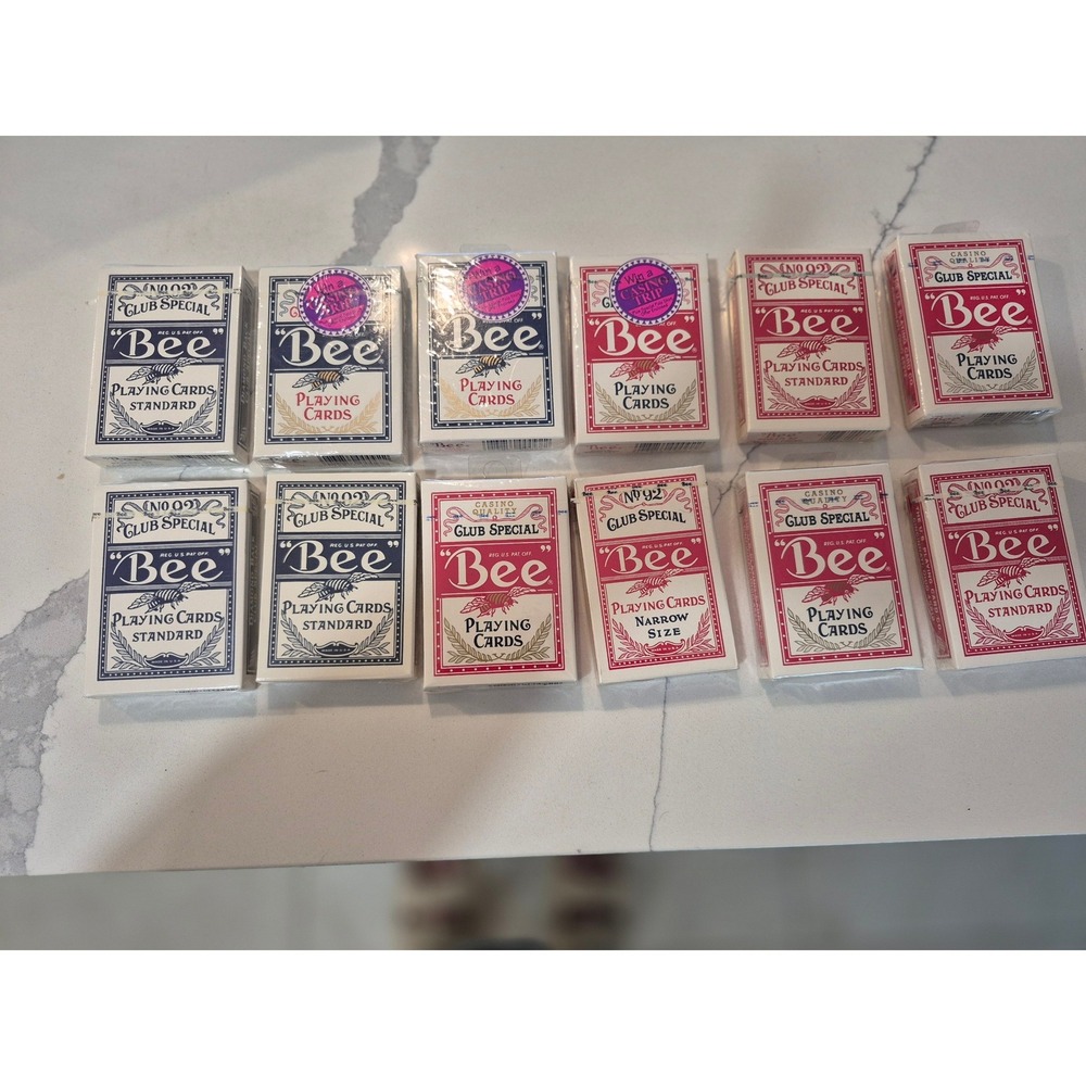 12 Decks Bee No‎ 92 Club Special Playing Cards Blue Red Diamond Back Casino Lot